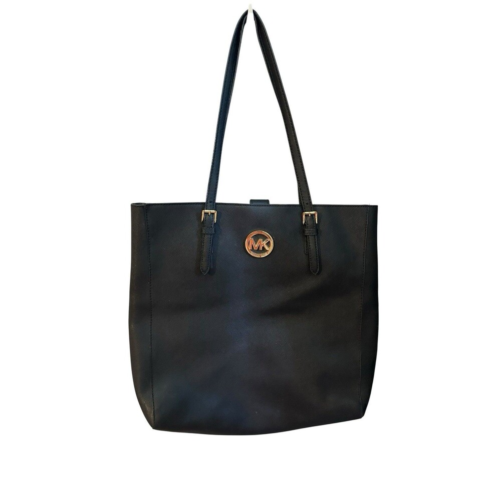 Michael kors bedford black leather shoulder tote bag